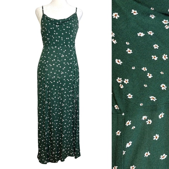 American Eagle 90sY2K Floral Ditzy Ditsy Print Midi Slip Dress Cowl Neck XS - Picture 2 of 15